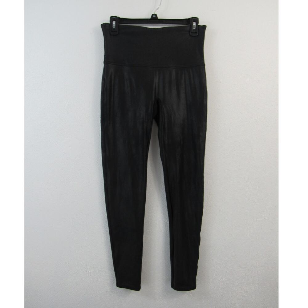Spanx XL Black Faux Leather Leggings High Waisted